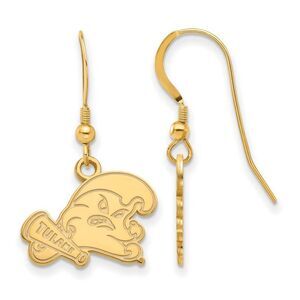 14k Gold Plated Silver Tulane University Small Dangle Earrings